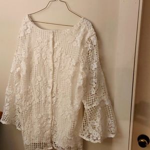 Solitaire Lace Floral Jacket/ Sz 1X, Designer/ Bell Sleeves/ NWOT